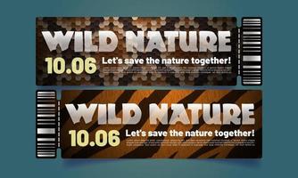 Wild nature conservation concept, tickets vector