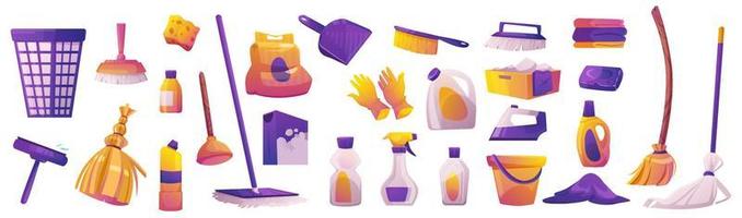 Equipment for house cleaning, brush, soap, brooms vector