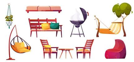 Patio furniture for relax and cooking grill vector