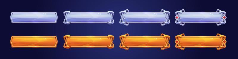 Set of silver and golden rank frames for game vector