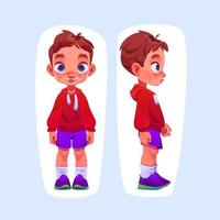 Little boy cartoon character front and side view vector