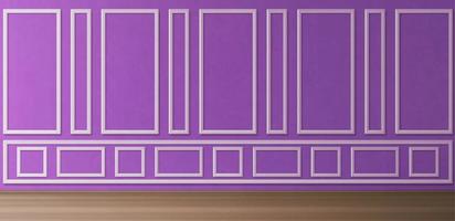 Empty room with purple panels and wooden floor vector