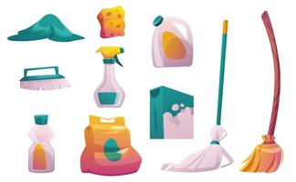 Set of household equipment and cleaning tools vector