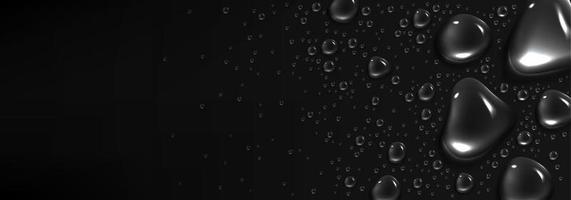 Rain drops on black background, water condensation vector