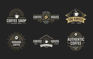 conjunto de logotipo de cafetería vintage vector