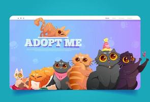 Adopt me cartoon landing page with homeless pets