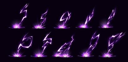relámpagos, rayos púrpura golpean el suelo