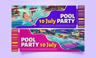 Tickets or coupons to pool party in luxury hotel vector