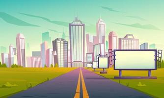 Road to city with billboards perspective view vector