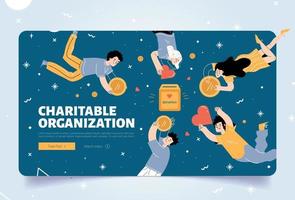 Charitable organization, donation landing page vector