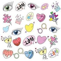 Hearts, love doodle vector collection. Valentine's day and wedding hand drawn illustrations.