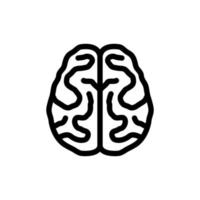 Brain with convolutions icon. Black symbol of intellect and creative ideas with anatomical sketches of central thinking vector organ