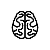 Brain with convolutions icon. Black symbol of intellect and creative ideas with anatomical sketches of central thinking vector organ