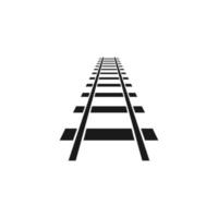 Direct railroad. Straight black path made of steel lines with speed traffic for travel by train and vector locomotive