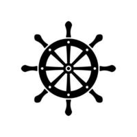 Ship helm icon. Nautical steering wheel to control cruise and sailing ship with navigation in retro vector design