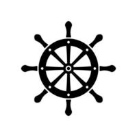 Ship helm icon. Nautical steering wheel to control cruise and sailing ship with navigation in retro vector design