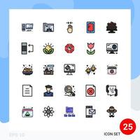 conjunto de pictogramas de 25 colores planos de línea llena simple de elementos de diseño de vector editables de pellizco en línea del servidor de estudio horneado