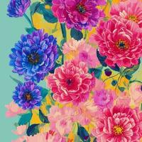 Colorful Traditional Pink Floral Rose Garden vector