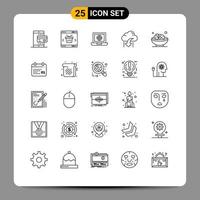 Mobile Interface Line Set of 25 Pictograms of arrow cloud shopping download globe Editable Vector Design Elements