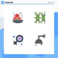 Set of 4 Commercial Flat Icons pack for fast female nugget relax sign Editable Vector Design Elements