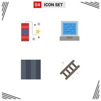 Set of 4 Commercial Flat Icons pack for carnival fire firework design job Editable Vector Design Elements