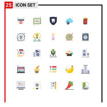 Set of 25 Modern UI Icons Symbols Signs for heart card protection secure gdpr Editable Vector Design Elements