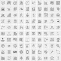 paquete de 100 iconos de líneas universales para móviles y web vector