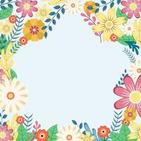 Flowers In Star Shaped Border Concept vector