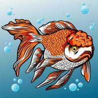 goldfish vector illustration with a bubble pattern