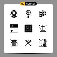 User Interface Pack of 9 Basic Solid Glyphs of cpu system setting setting crypto currency Editable Vector Design Elements