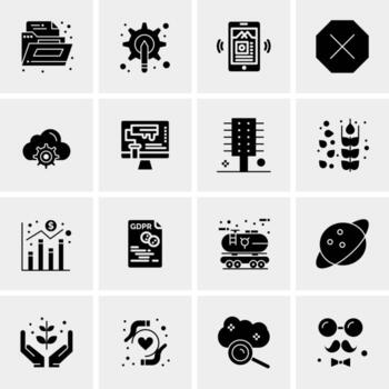 16 iconos de negocios universales vector ilustración de icono creativo para usar en proyectos relacionados con la web y dispositivos móviles