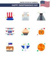 9 Creative USA Icons Modern Independence Signs and 4th July Symbols of dessert american mail party decoration usa Editable USA Day Vector Design Elements