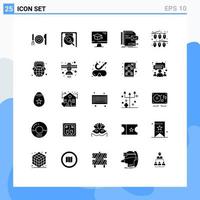 Universal Icon Symbols Group of 25 Modern Solid Glyphs of presentation identity chinese company graduation Editable Vector Design Elements