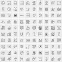 paquete de 100 iconos de líneas universales para móviles y web vector