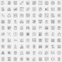 paquete de 100 iconos de líneas universales para móviles y web vector