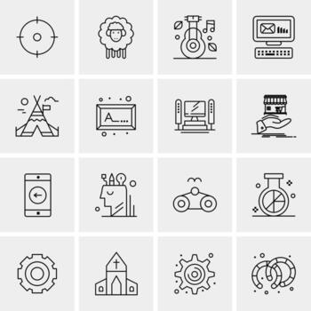16 iconos de negocios universales vector ilustración de icono creativo para usar en proyectos relacionados con la web y dispositivos móviles