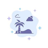 Beach Palm Tree Spring Blue Icon on Abstract Cloud Background vector