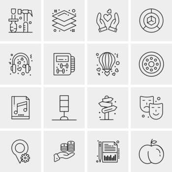 16 iconos de negocios universales vector ilustración de icono creativo para usar en proyectos relacionados con la web y dispositivos móviles