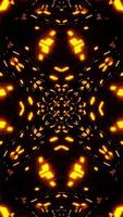 Flying in a tunnel with flashing multicolored fluorescent lights. Kaleidoscope Vertical looped video