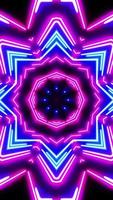 Horizontal glowing lines move in space. Vertical looped Kaleidoscope video