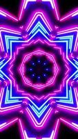 Horizontal glowing lines move in space. Vertical looped Kaleidoscope video