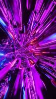 Flying through a circular tunnel with neon purple lights. Vertical looped video