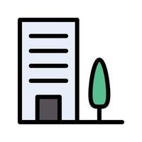 ilustración de vector de edificio de oficinas en un fondo. símbolos de calidad premium. iconos vectoriales para concepto y diseño gráfico.