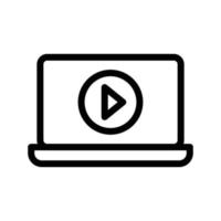 ilustración de vector de computadora portátil de video en un fondo. símbolos de calidad premium. iconos vectoriales para concepto y diseño gráfico.