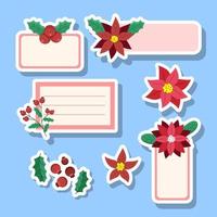 Journal Template Red Poinsettias Sticker Note vector