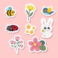 Free Vector  Collection of different cute nature stickers