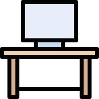 ilustración de vector de mesa de oficina en un fondo. símbolos de calidad premium. iconos vectoriales para concepto y diseño gráfico.