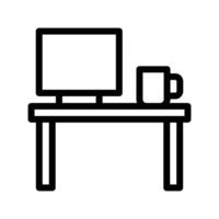 ilustración de vector de mesa de computadora en un fondo. símbolos de calidad premium. iconos vectoriales para concepto y diseño gráfico.