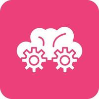 Cloud Settings Glyph Round Corner Background Icon vector