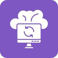 Cloud Sync Glyph Round Corner Background Icon vector